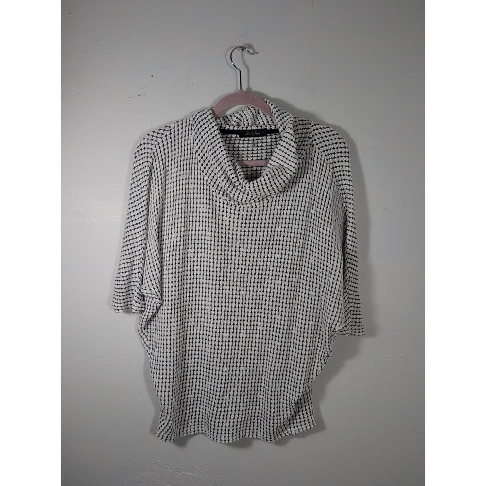 Laila Jayde Womens Sheer Cowl‎ Neck Dolman Pullover Size S Off White & Black